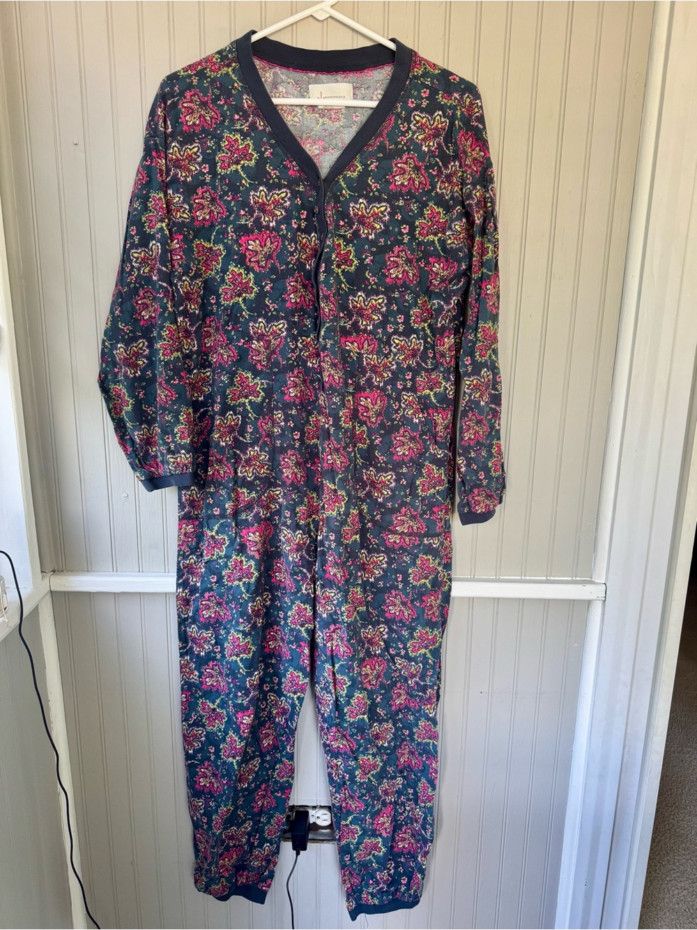 Anthropologie Floral Button-Front Jumpsuit Onesie